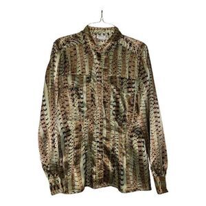 Nicola polyester animal print long sleeve‎ button up blouse